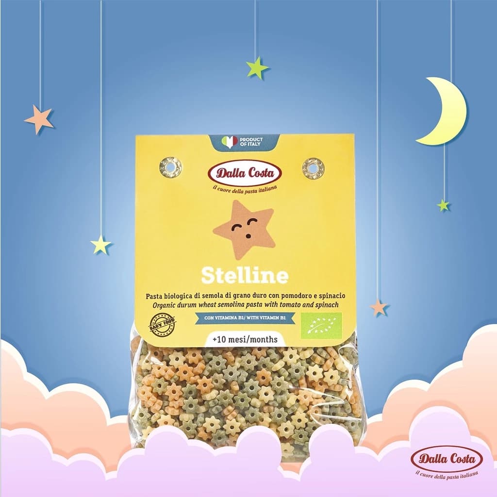 (Ăn dặm) Nui Rau Củ Hữu Cơ Cho Bé Hình Sao 200g - Dalla Costa