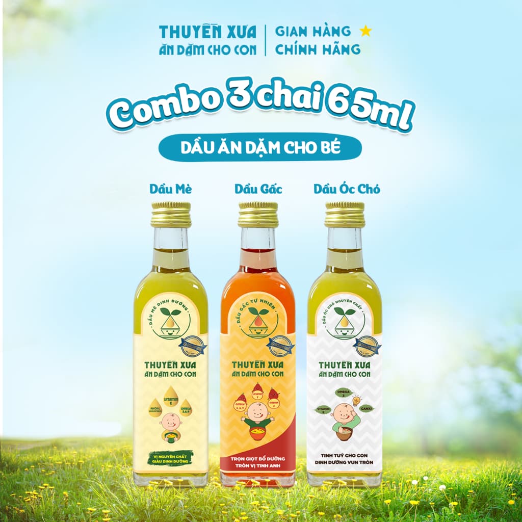 Dầu Cá Hồi Nguyên Chất Thuyền Xưa Ăn Dặm cho con 65ml